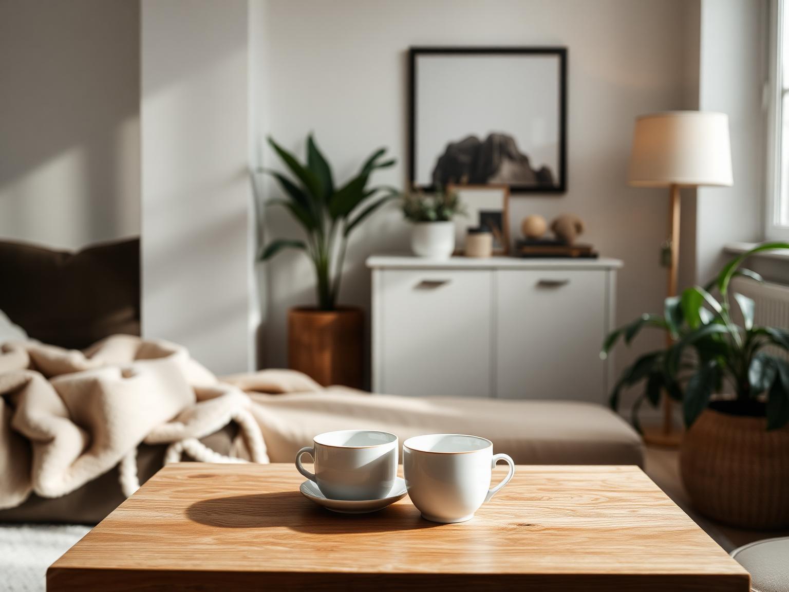 Hyggelig samboerhjem med to kaffekopper